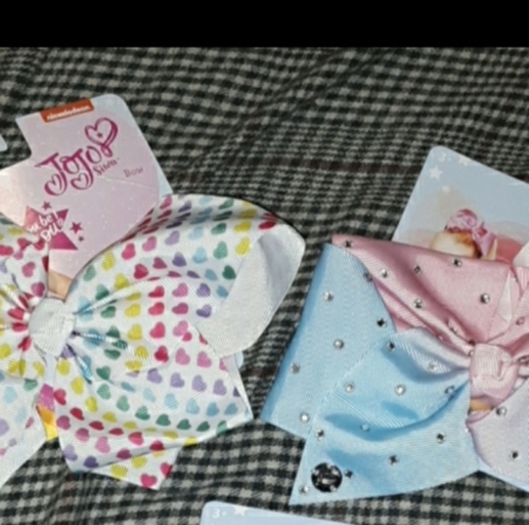 JoJo Siwa 2 Mini Pink Silver Bows Signature Hair Clothes Fashion Accessories